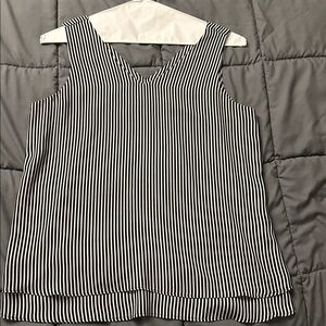 Ann Taylor Monochrome Striped V-Neck Top